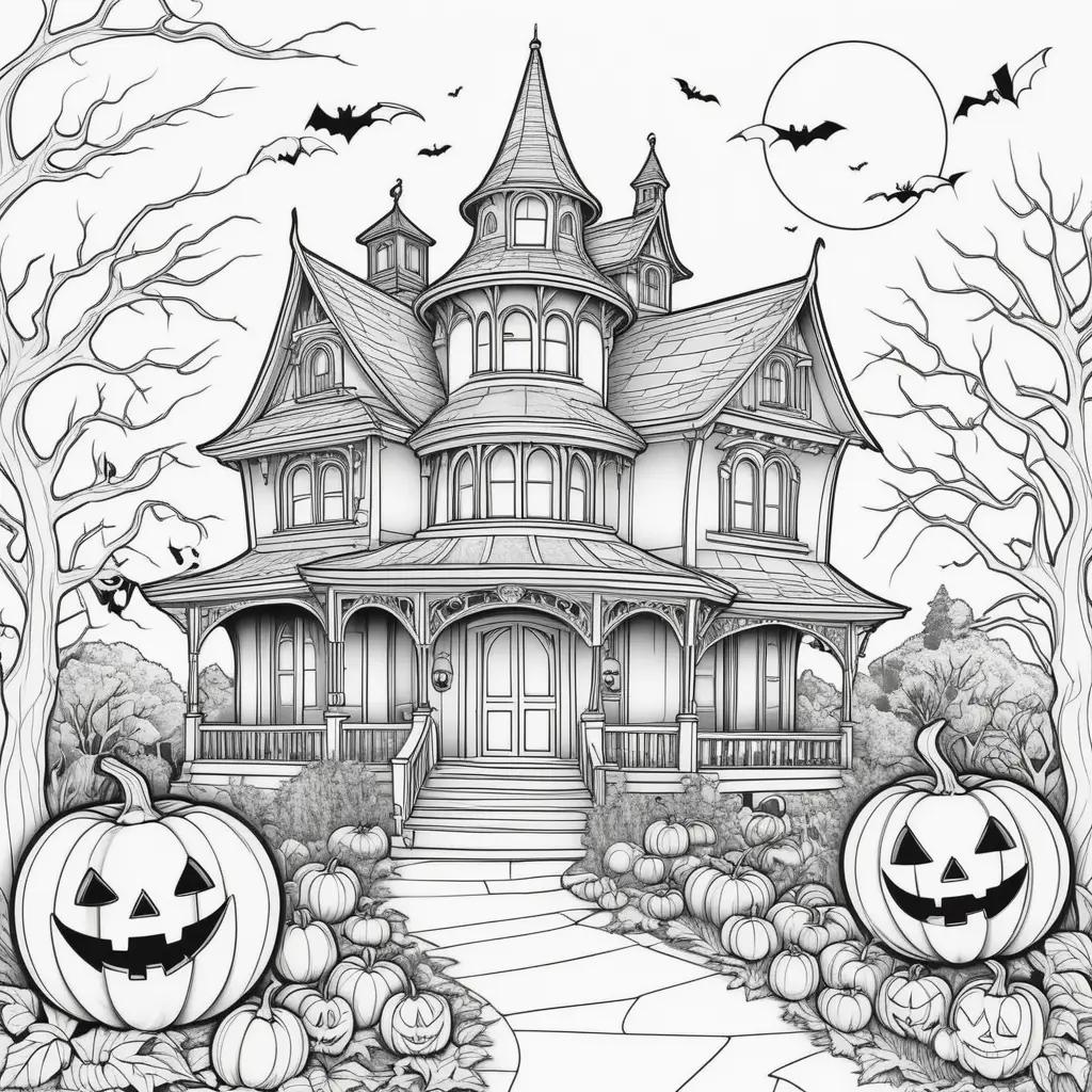 Easily color this Halloween drawing with black and white coloring pages