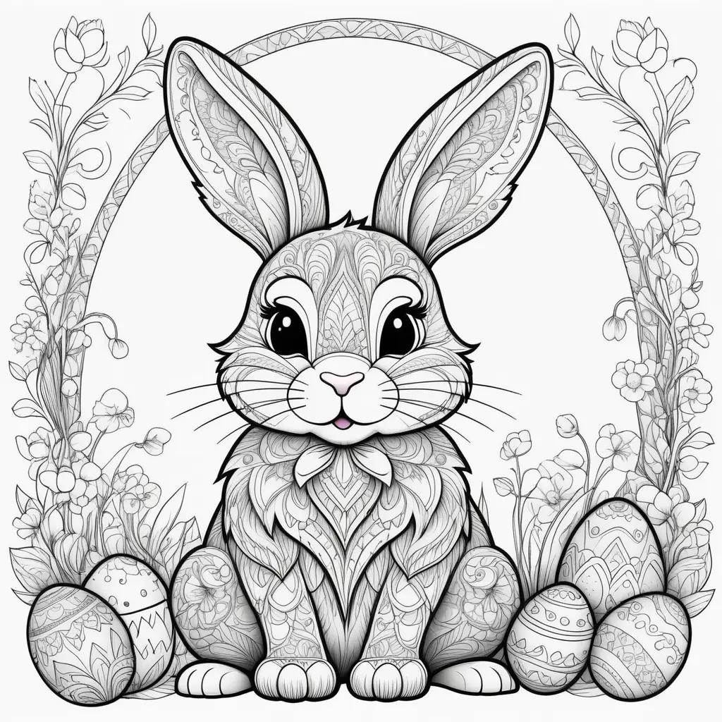 Easter Bunny Coloring Page: A Festive Coloring Page Featuring an Easter Bunny and Easter Eggs