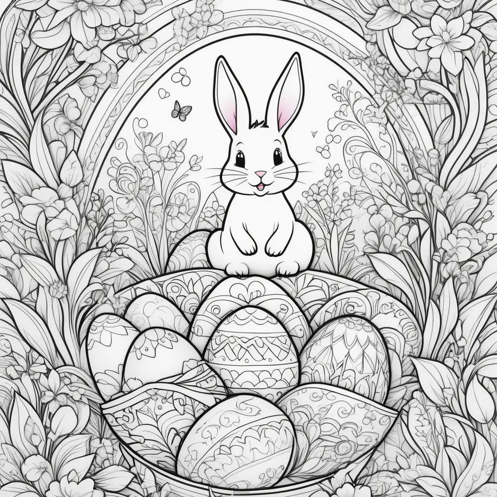 Easter Bunny Coloring Page with Egg Coloring Pages