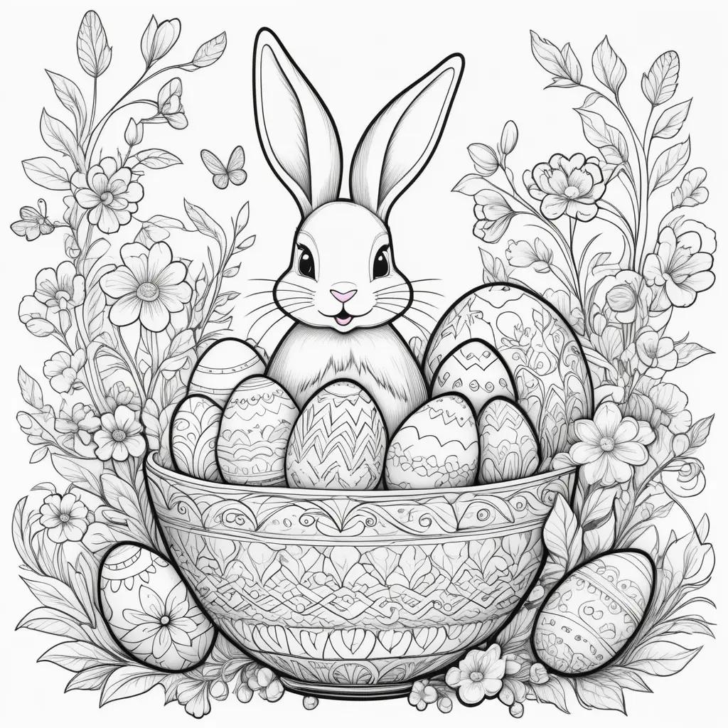 Easter Bunny Coloring Page with Egg Coloring Pages