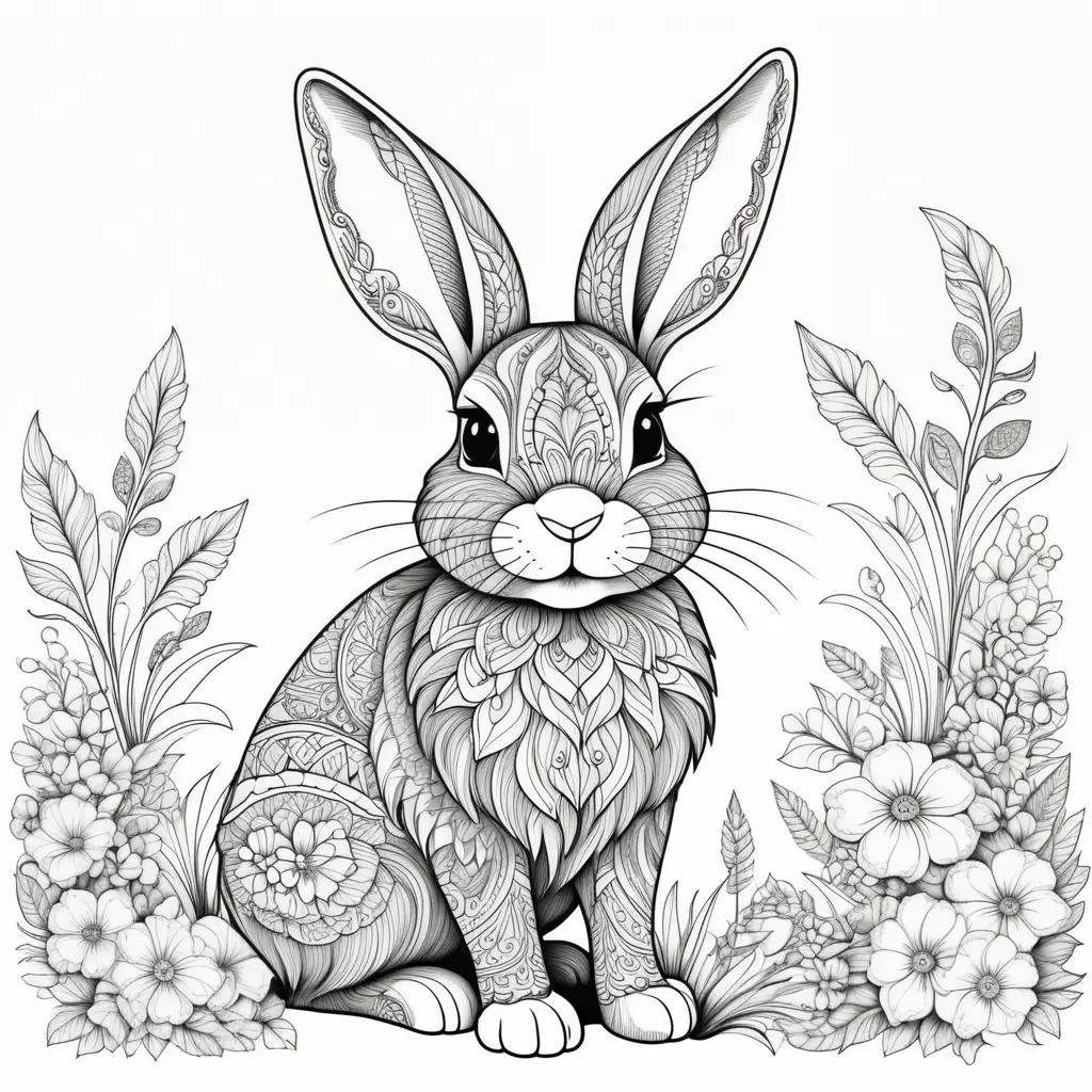 Easter Bunny Coloring Pages Featuring a Beautifully Decorated Rabbit