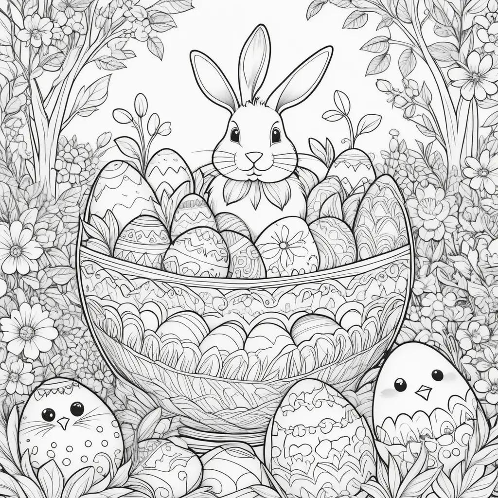 Easter Bunny Coloring Pages With Easter Eggs