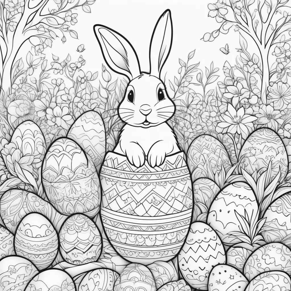 Easter Bunny Coloring Pages with Easter Eggs