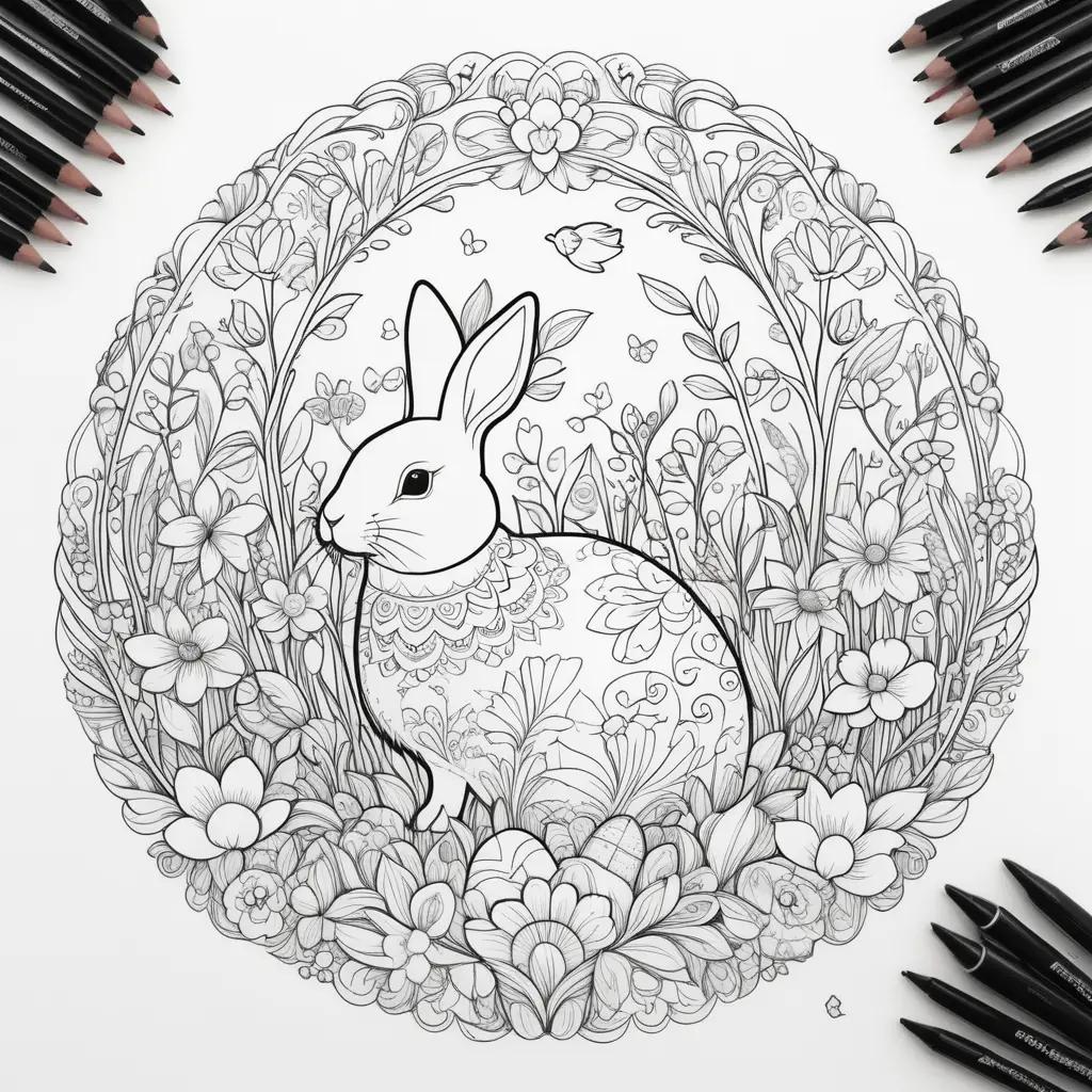 Easter Bunny Coloring Pages with a variety of colors and patterns