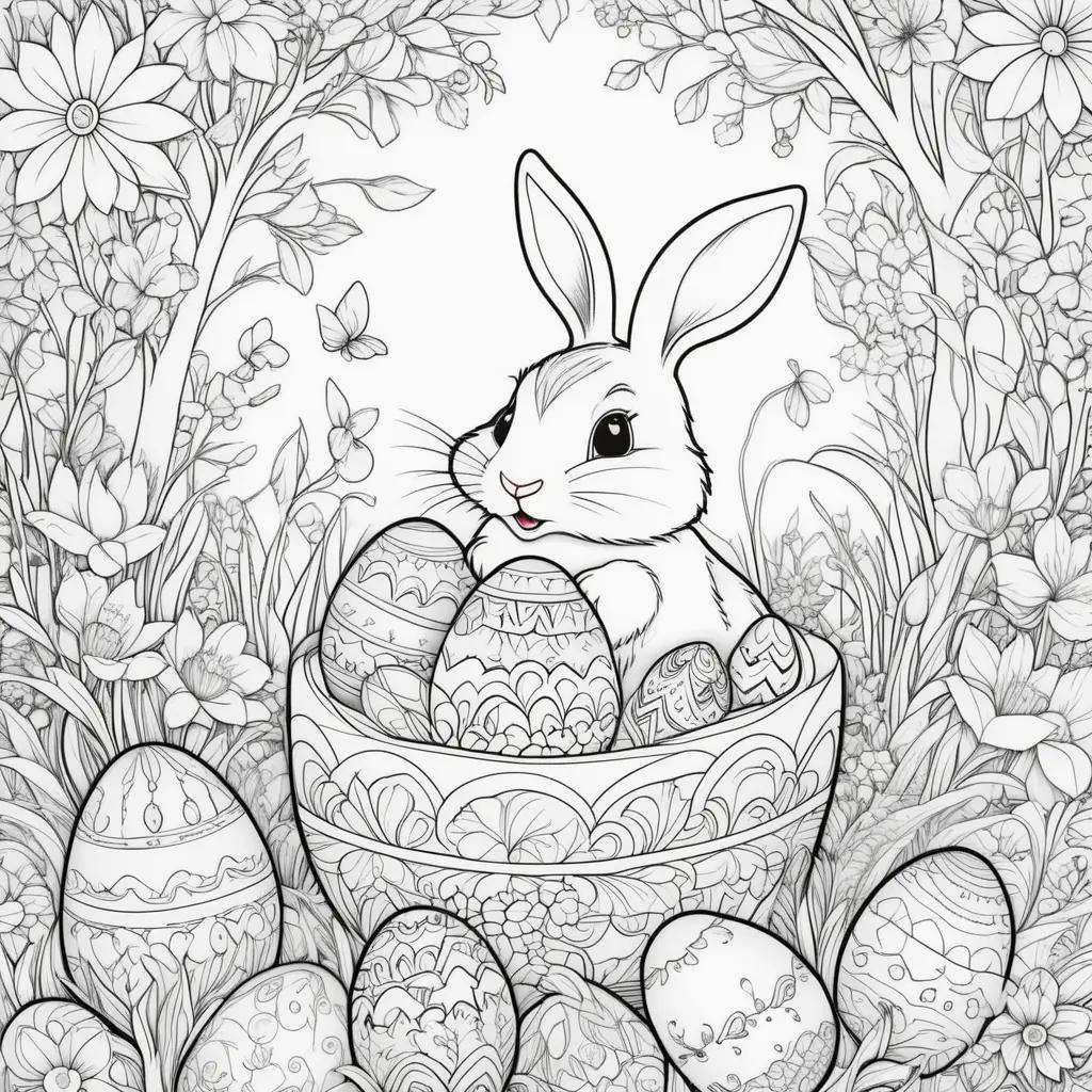 Easter Coloring Pages: Bunny and Easter Eggs