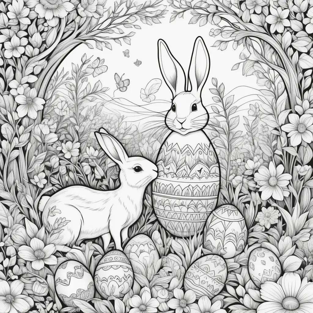 Easter Coloring Pages with a Bunny and an Egg