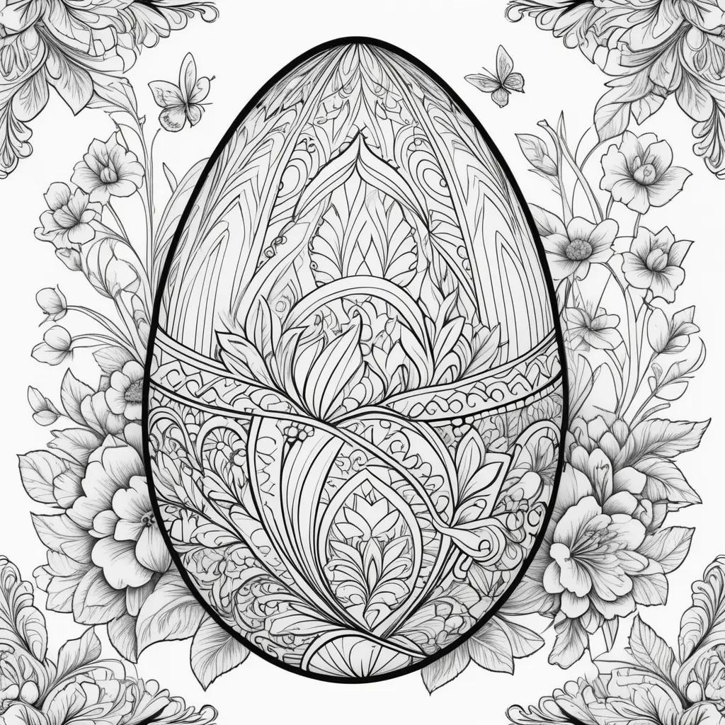 Easter Egg Coloring Pages with Beautiful Flowers