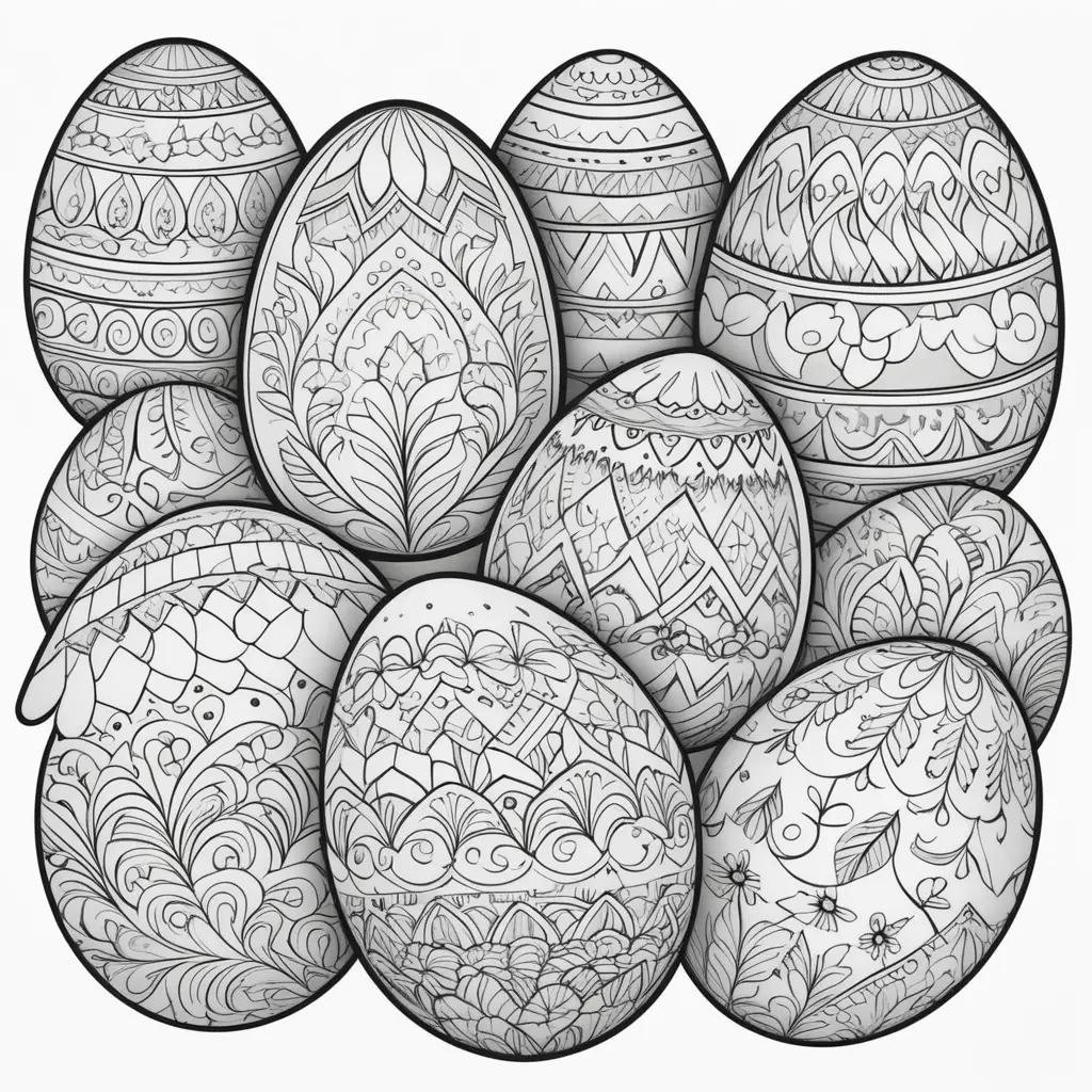 Easter Eggs Coloring Pages: 10 Black and White Designs