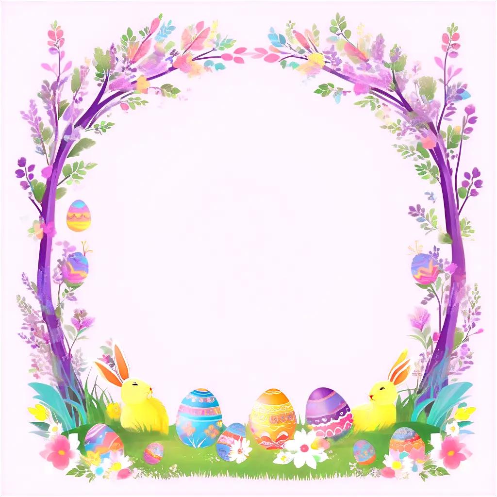 Easter clipart features bunny, eggs, and flowers