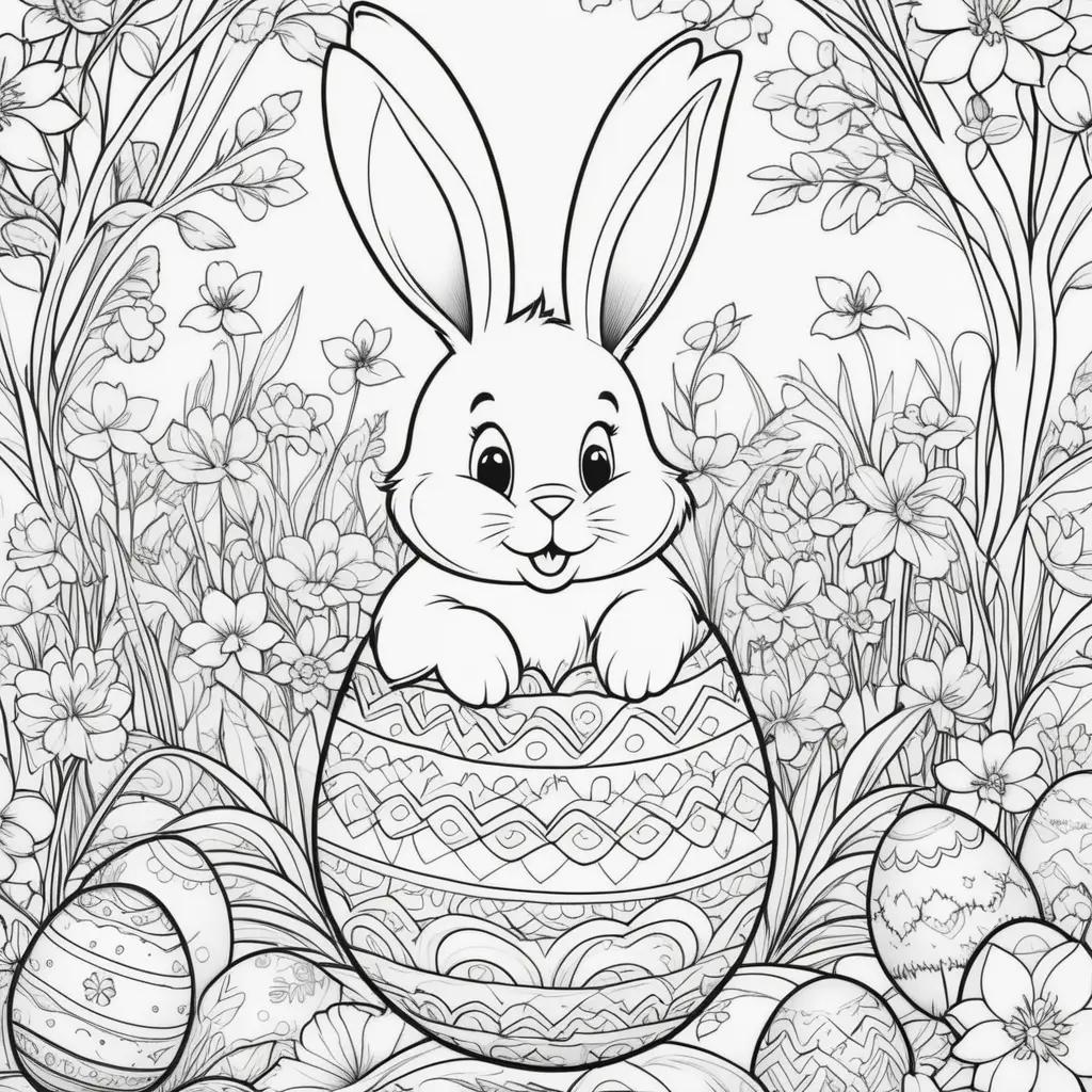 Easter coloring pages free printable with bunny and eggs