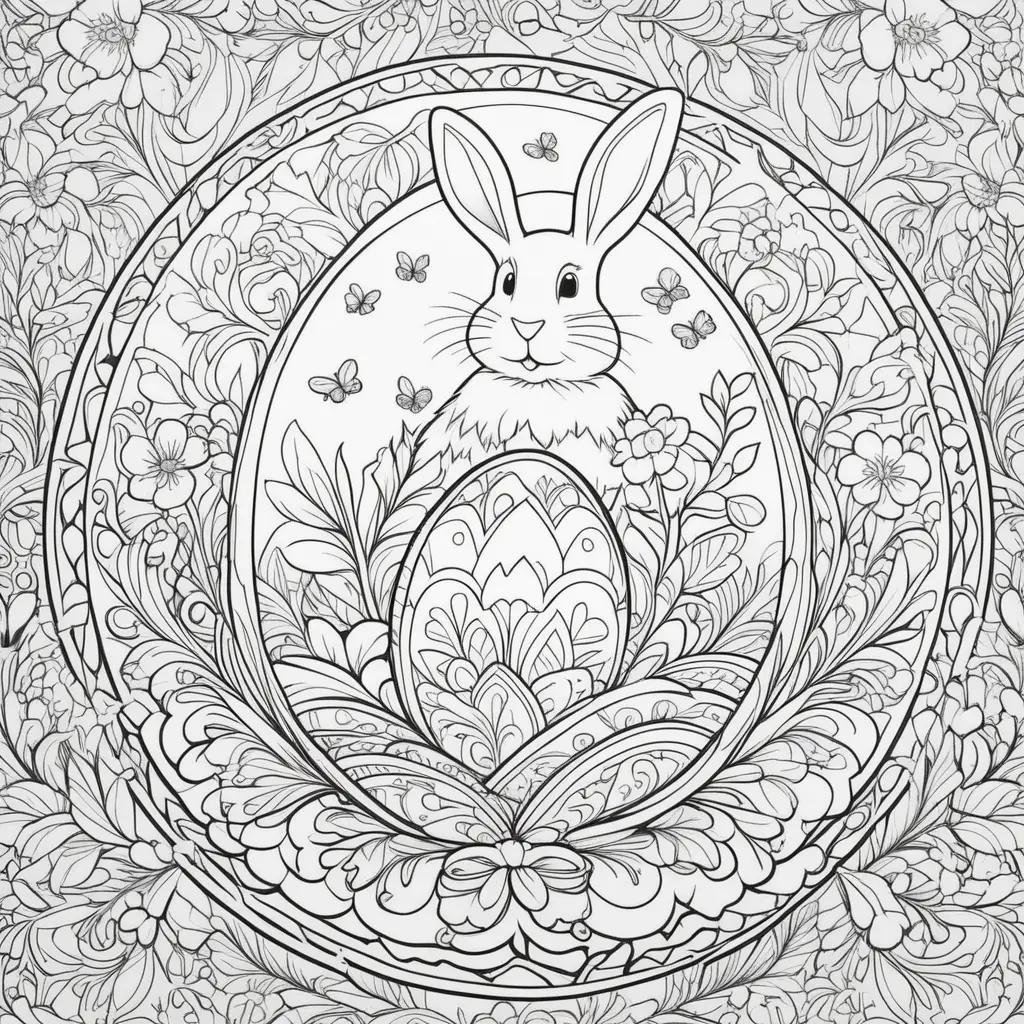 Easter coloring pages with bunny and eggs