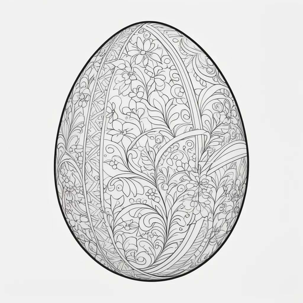 Easter egg coloring page with a floral design