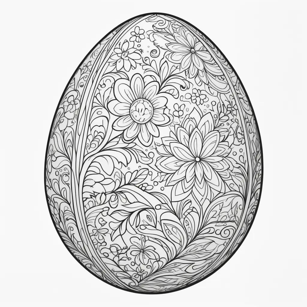 Easter egg coloring page with intricate designs and lines