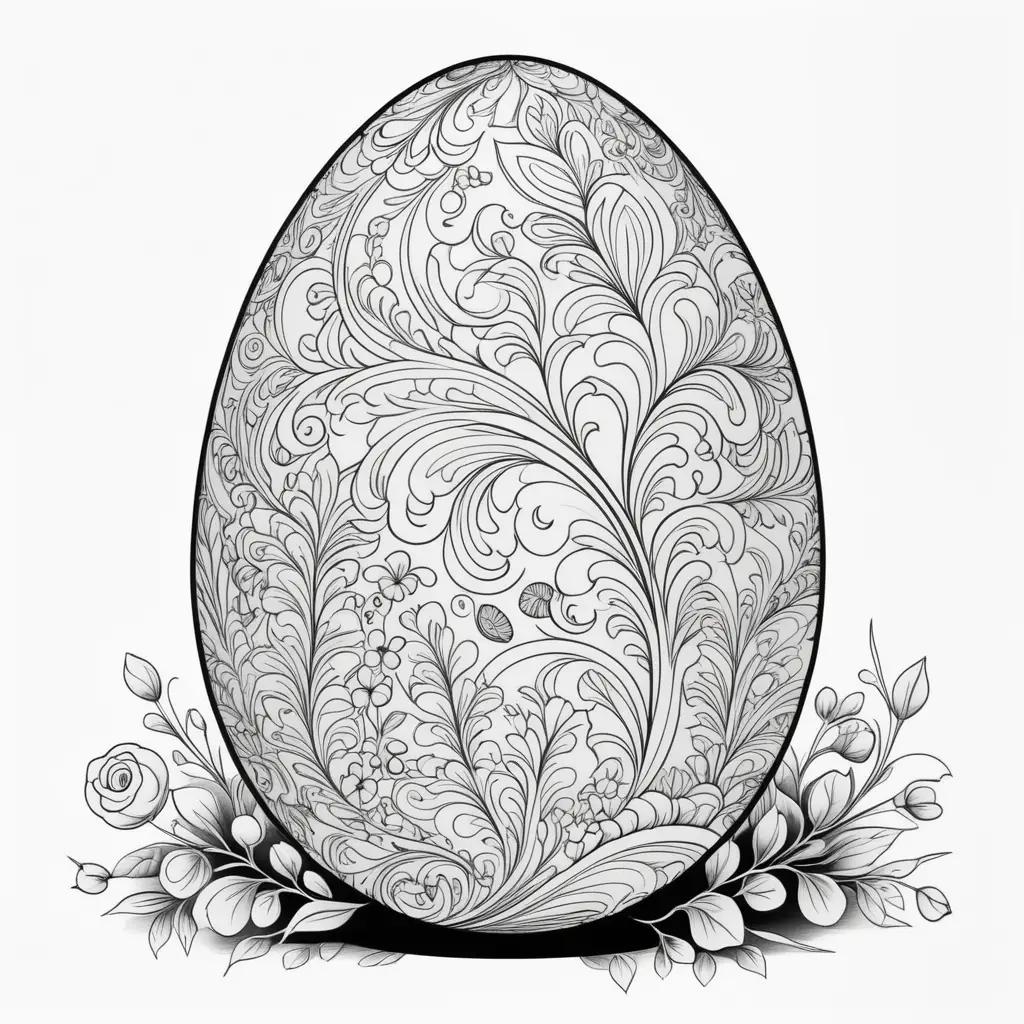 Easter egg coloring pages with floral designs