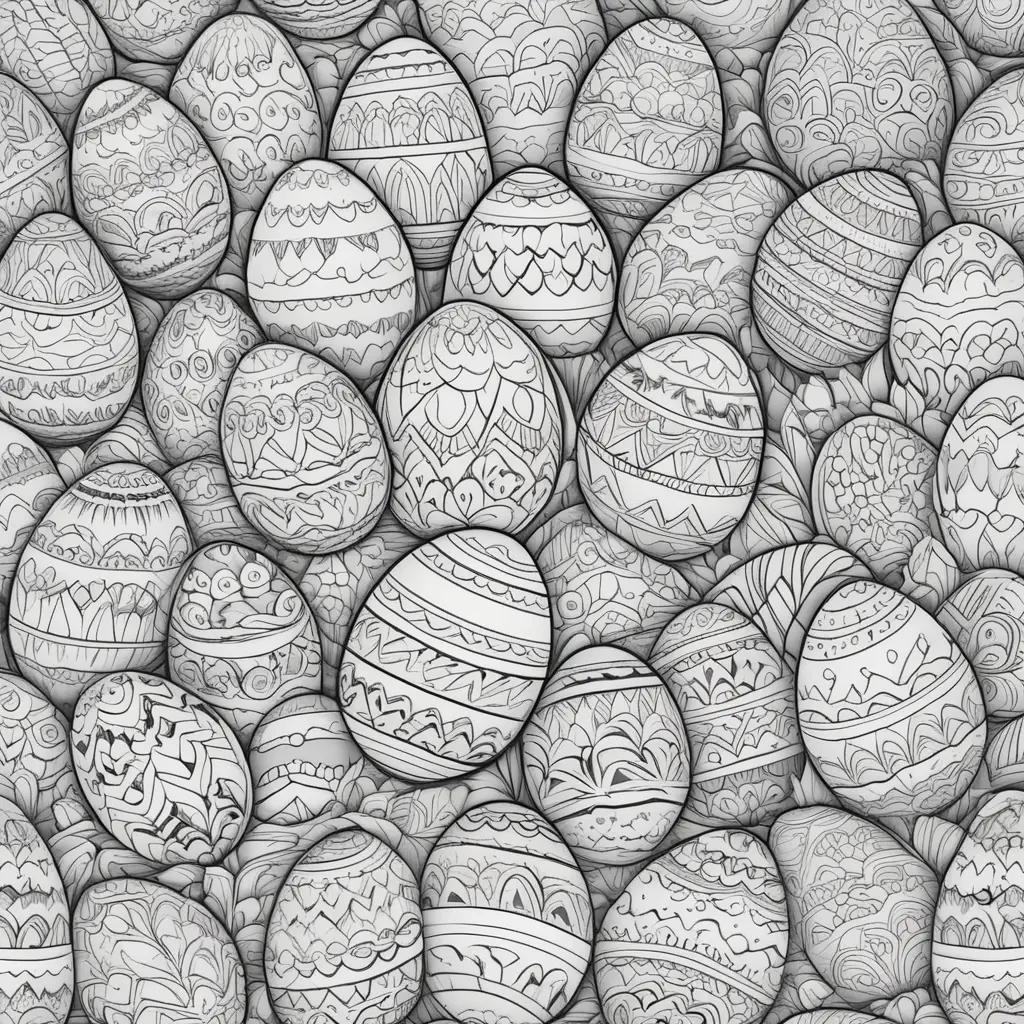 Easter eggs coloring page with patterns and designs