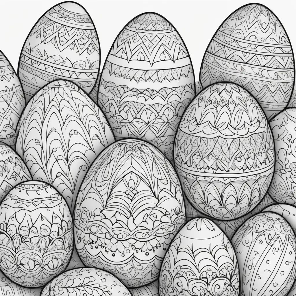 Easter eggs coloring pages, black and white