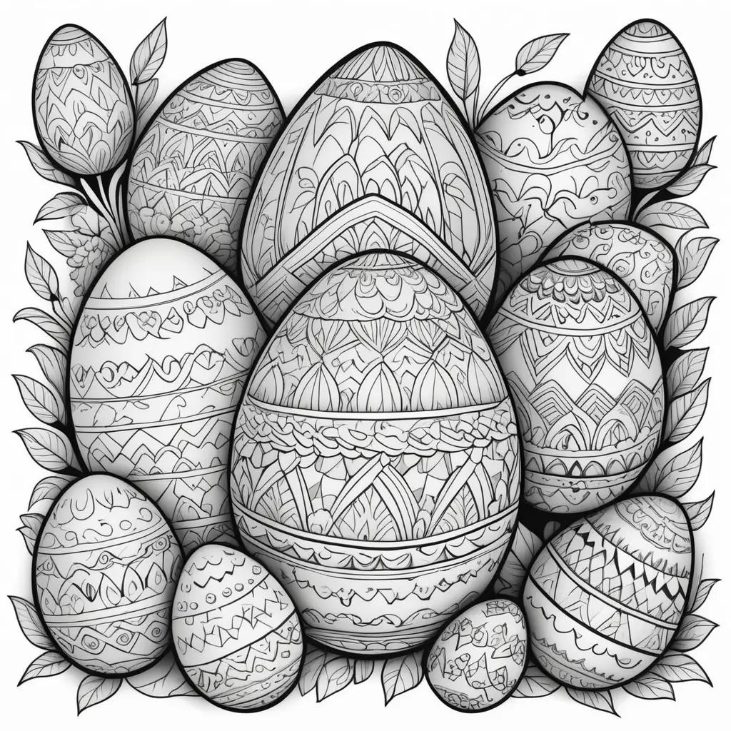 Easter eggs coloring pages featuring intricate patterns and designs