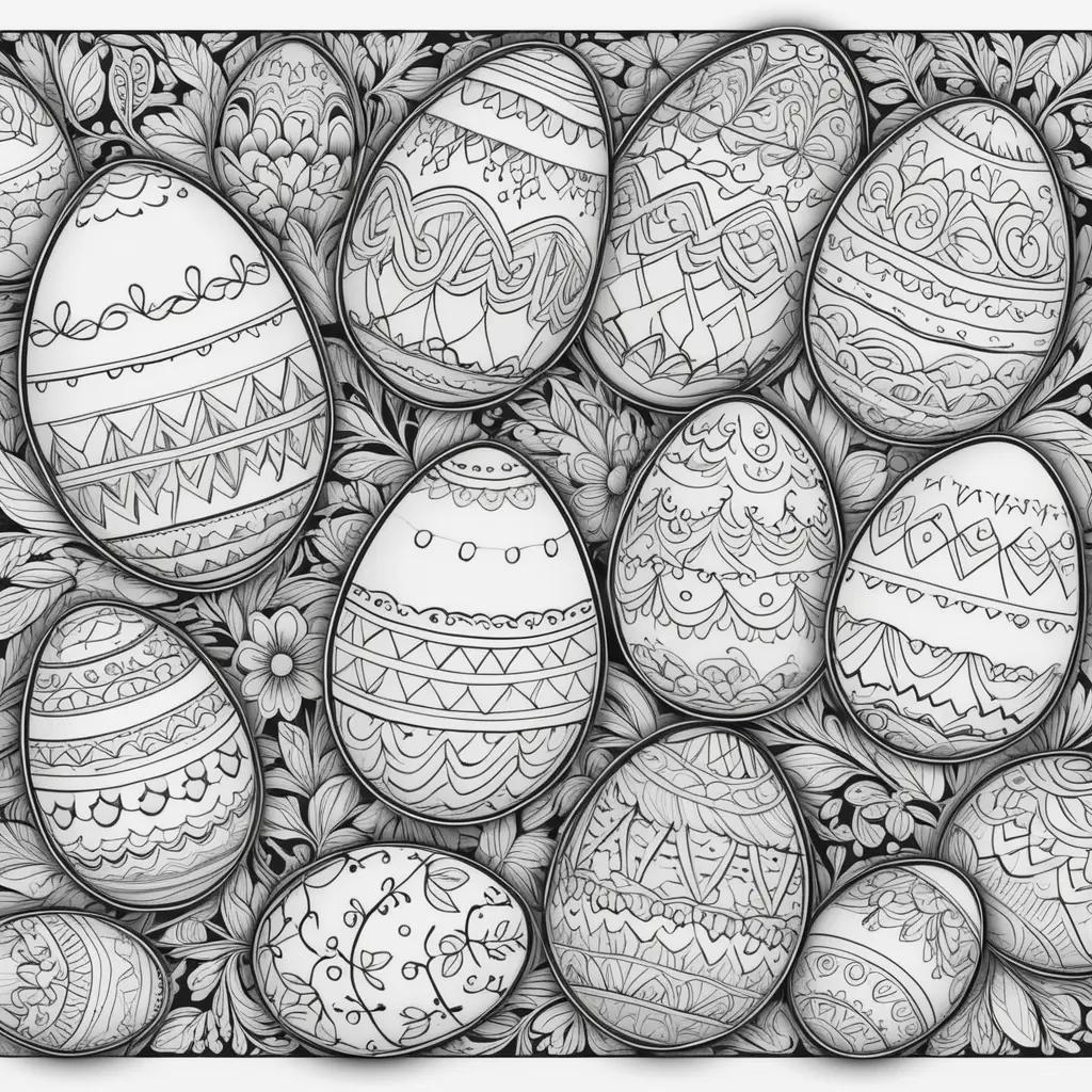 Easter eggs with intricate designs and patterns