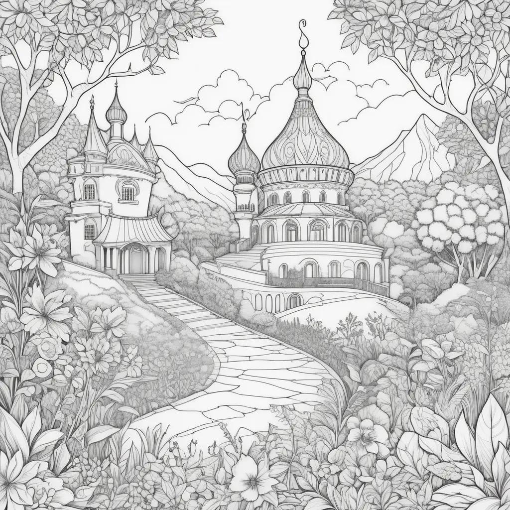 Easy Coloring Pages for Adults: A Gorgeous Landscape with a Castle