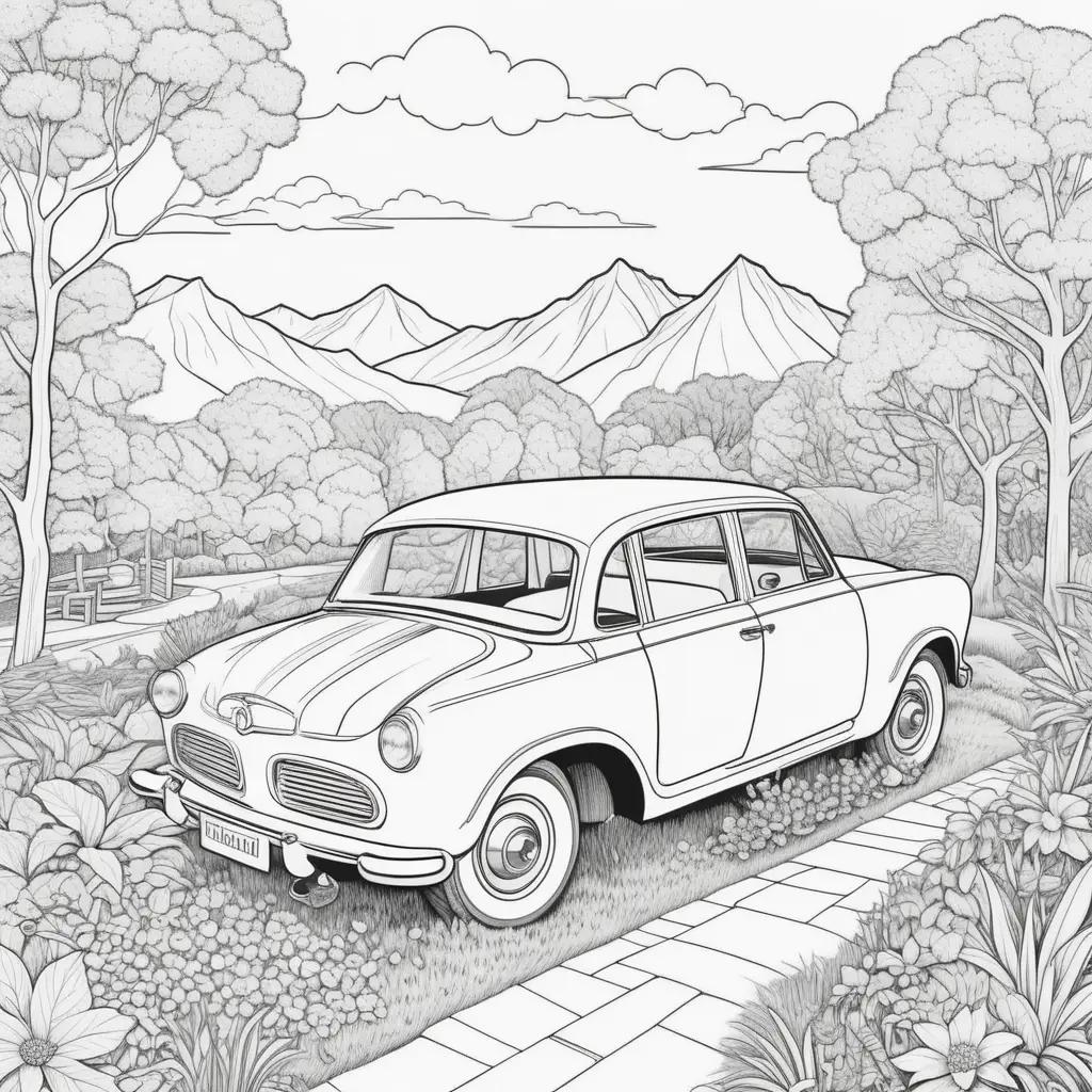 Easy Coloring Pages for Preschoolers: A Coloring Book with a Black and White Drawing of a Car