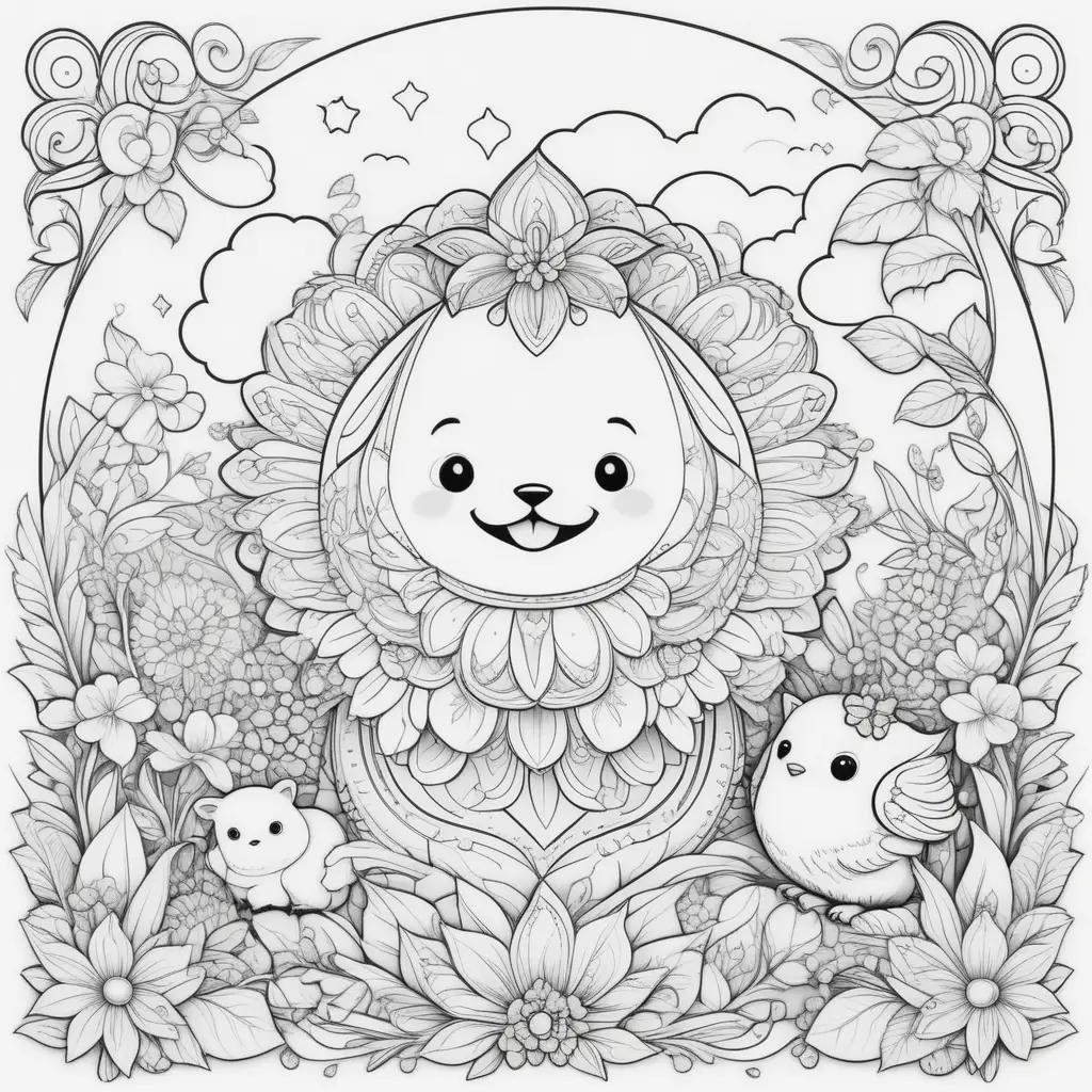 Easy Coloring Pages for Preschoolers: A Cute Animal and Bird