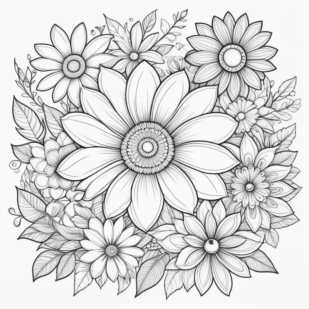 Easy Coloring Pages of Beautiful Flowers