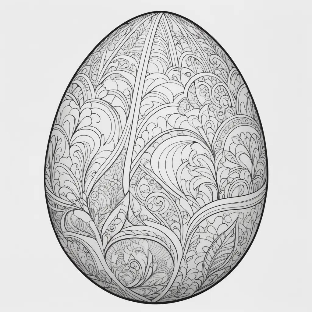 Egg coloring page with intricate patterns and designs