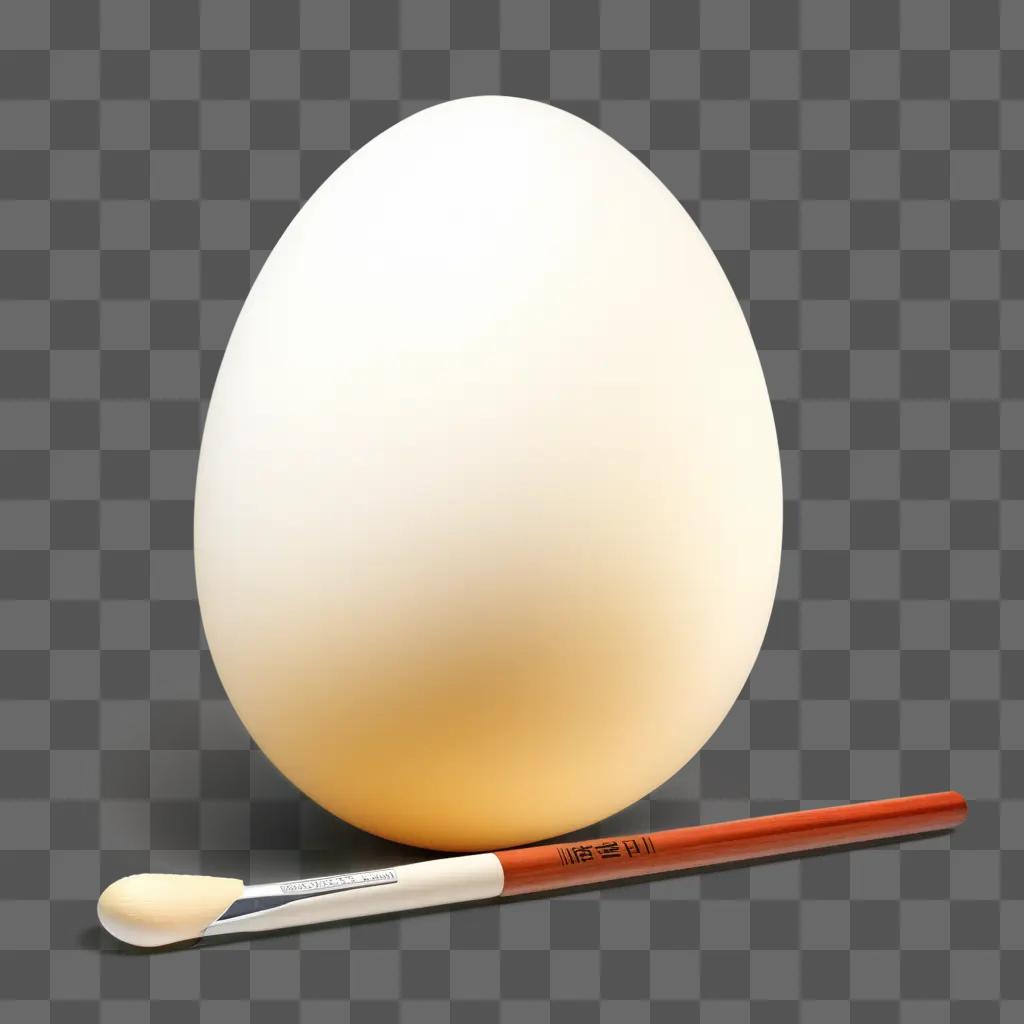 Egg drawing realistic with brush on a table