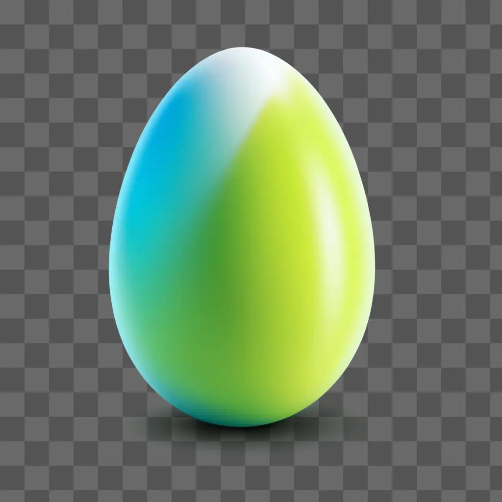 Egg with light blue and green glow on green background