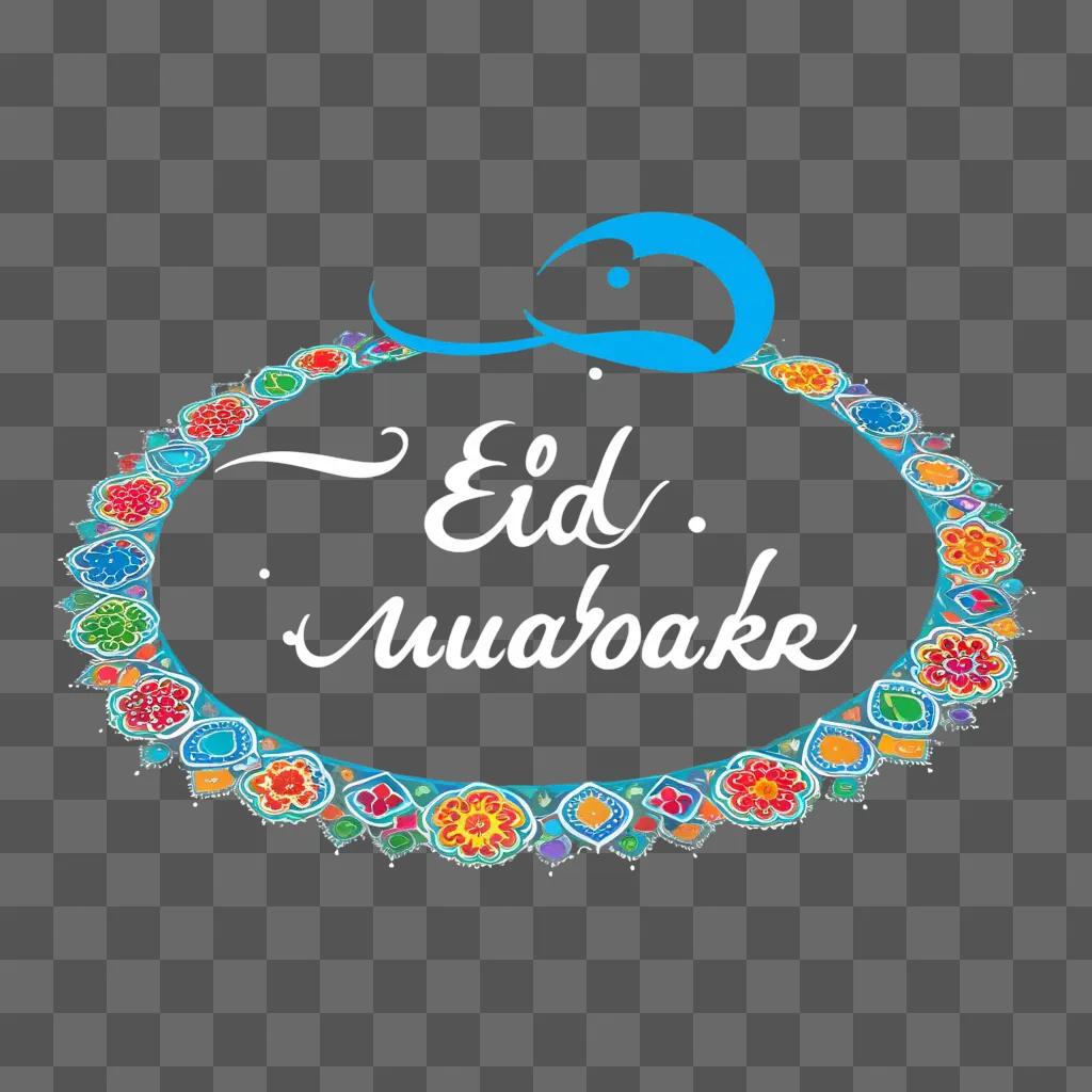 Eid Mubarak necklace with blue ribbon