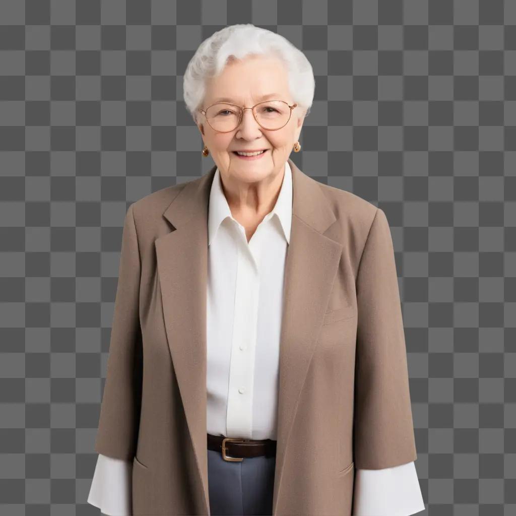 Elderly woman poses for photo