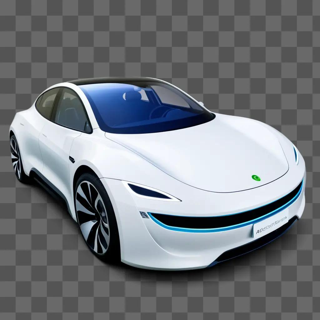 Electric car with green lights and white interior