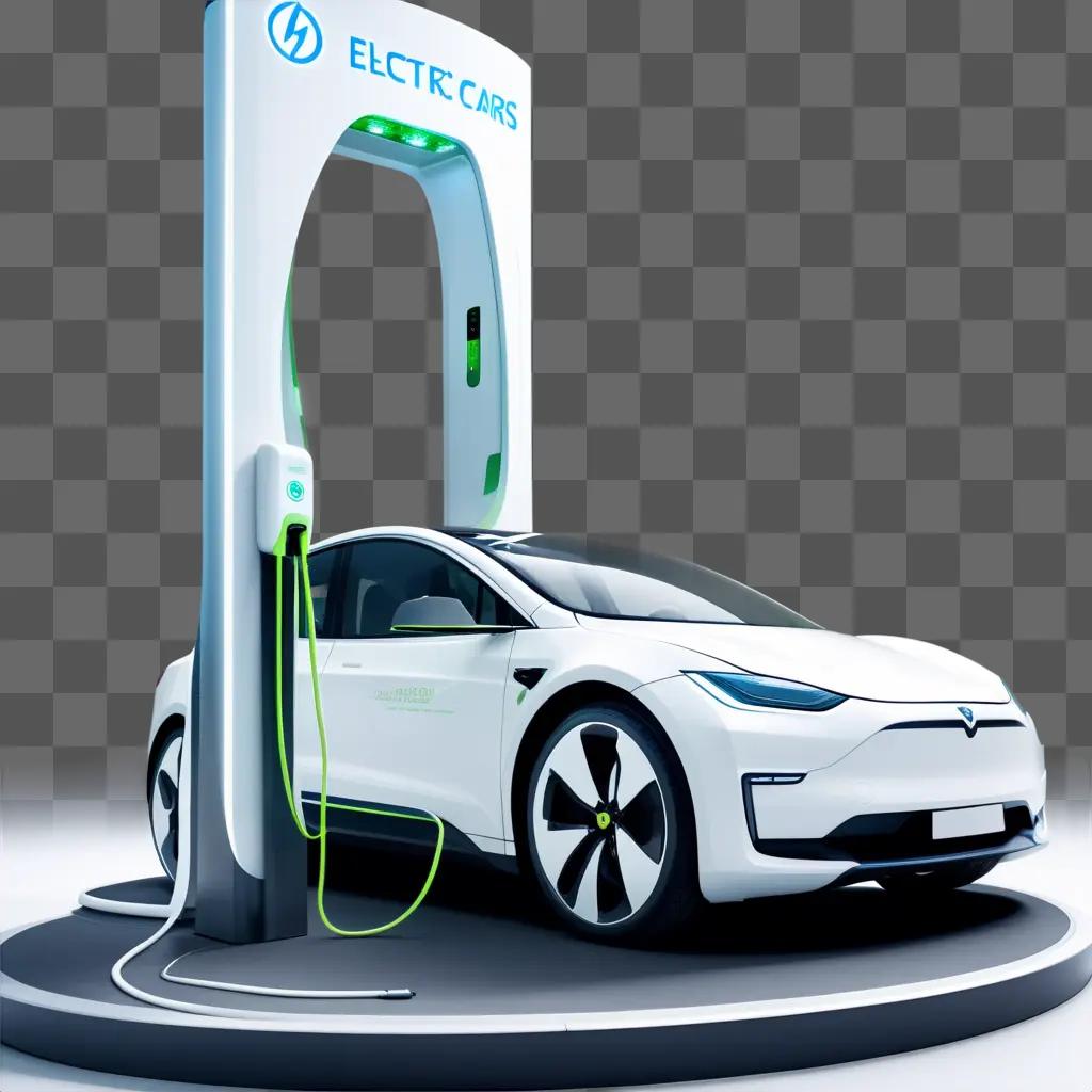 Electric cars are charging on the road