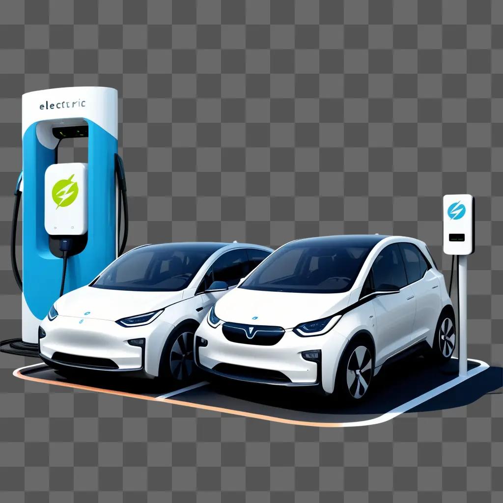 Electric cars parked at charging station