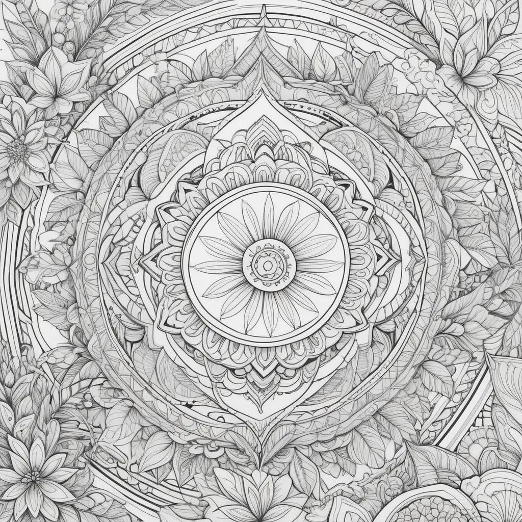 Elegant adult coloring pages with floral and leaf patterns