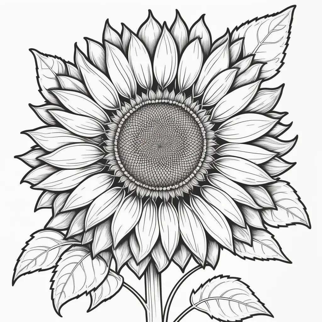 Elegant black and white sunflower coloring pages