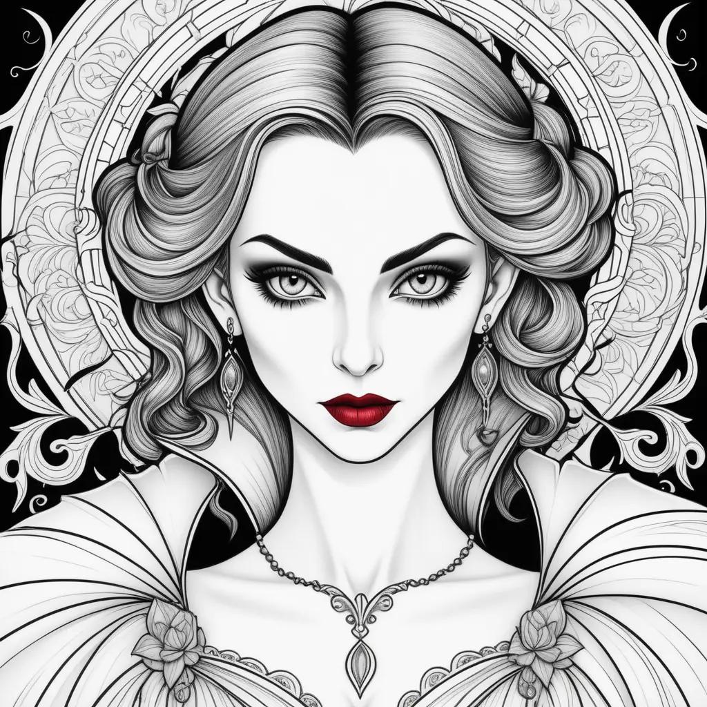 Elegant black and white vampire coloring pages