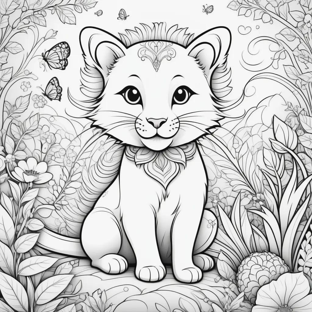 Elegant cat coloring page for preschoolers