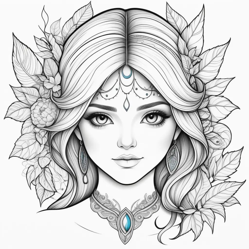 Elegant coloring pages for adults with a fantasy avatar