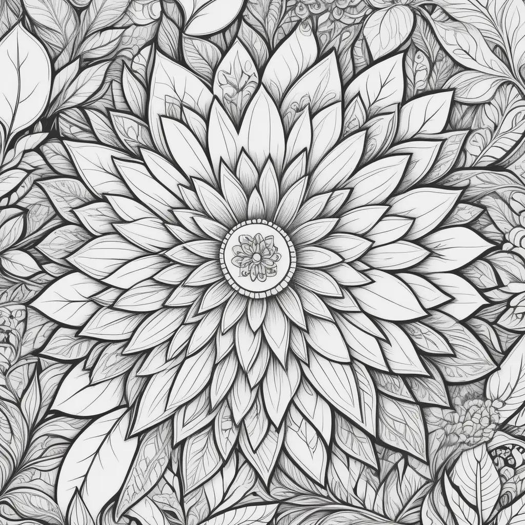 黒と白のカラーパレットを使用したエレガントな花の描画