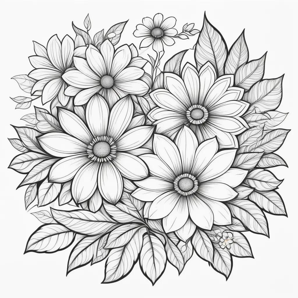 Elegant flower coloring pages for beginners