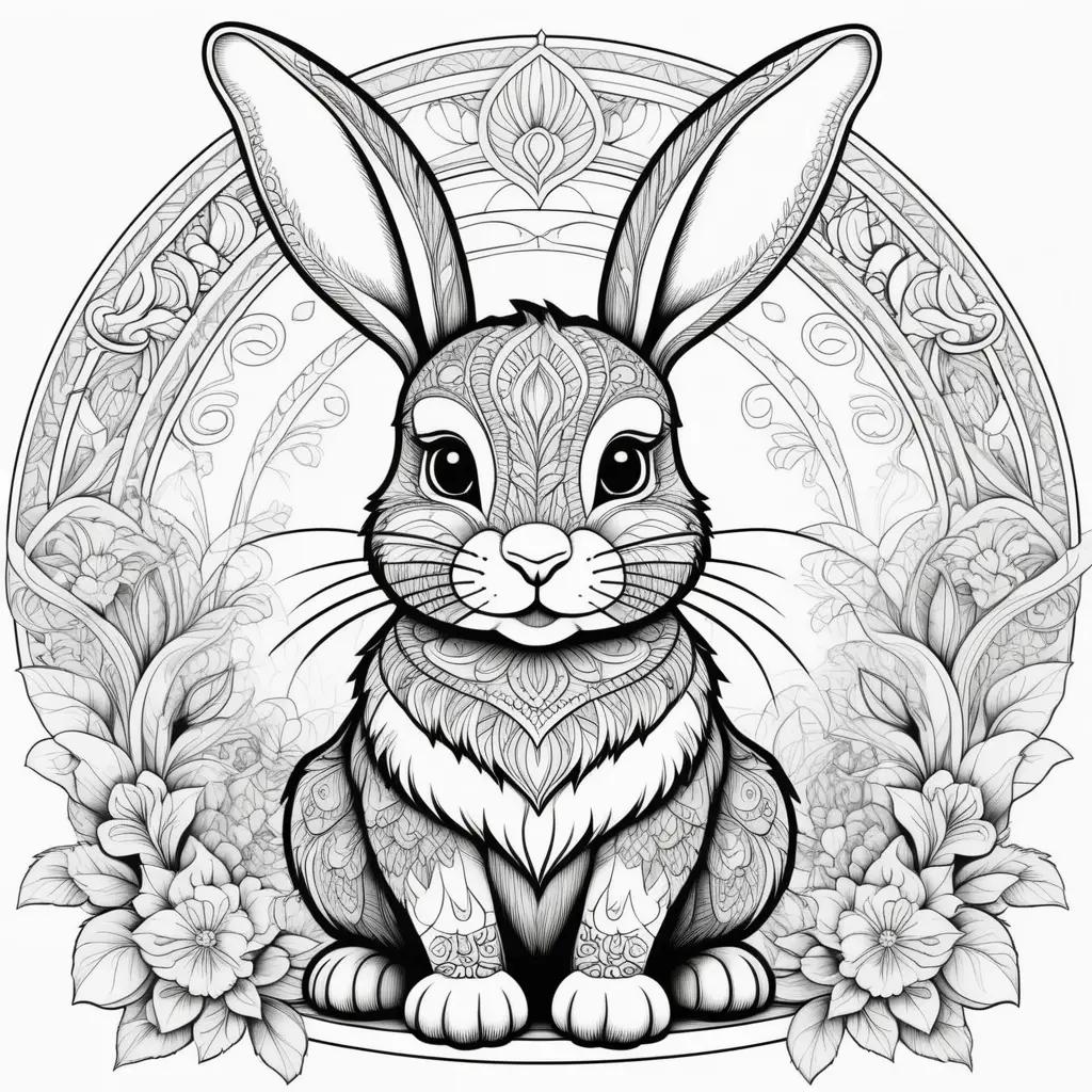 Elegant rabbit coloring page with intricate details