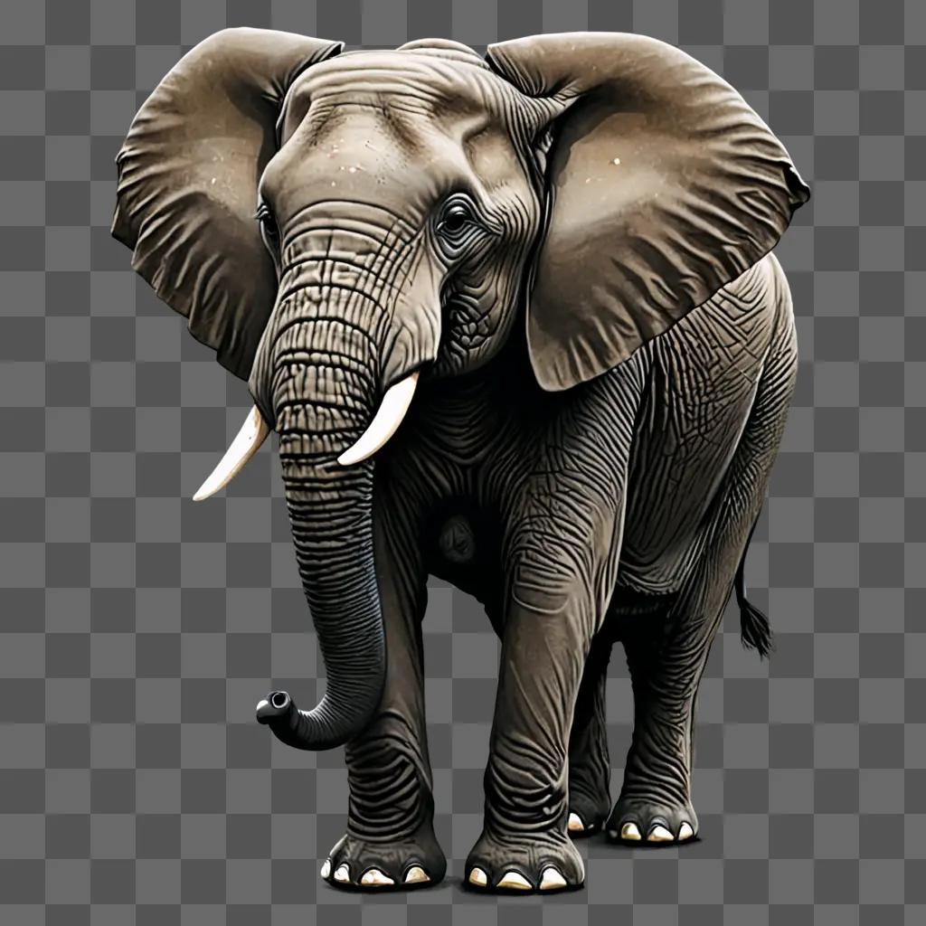 Elephant drawing realistic with intricate detail