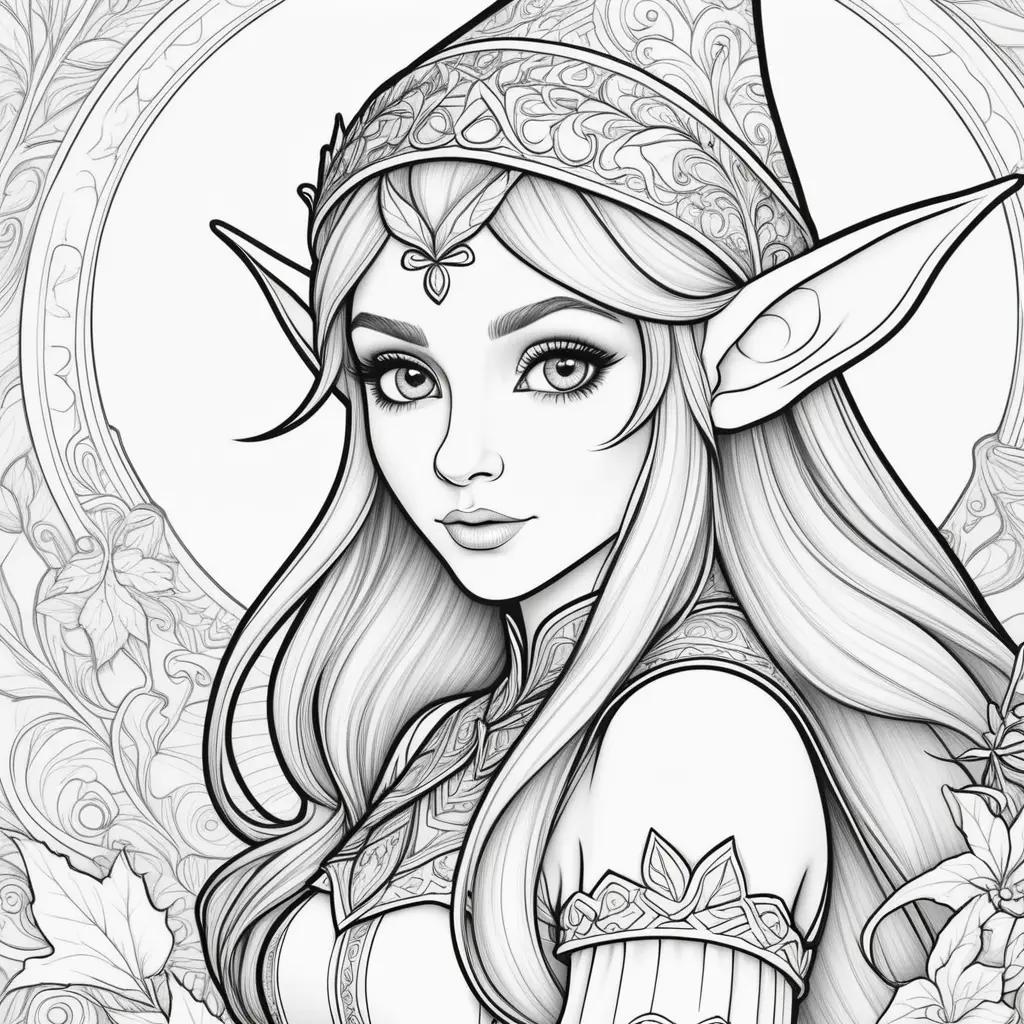 Elf coloring pages, an adult coloring book featuring fantasy elves