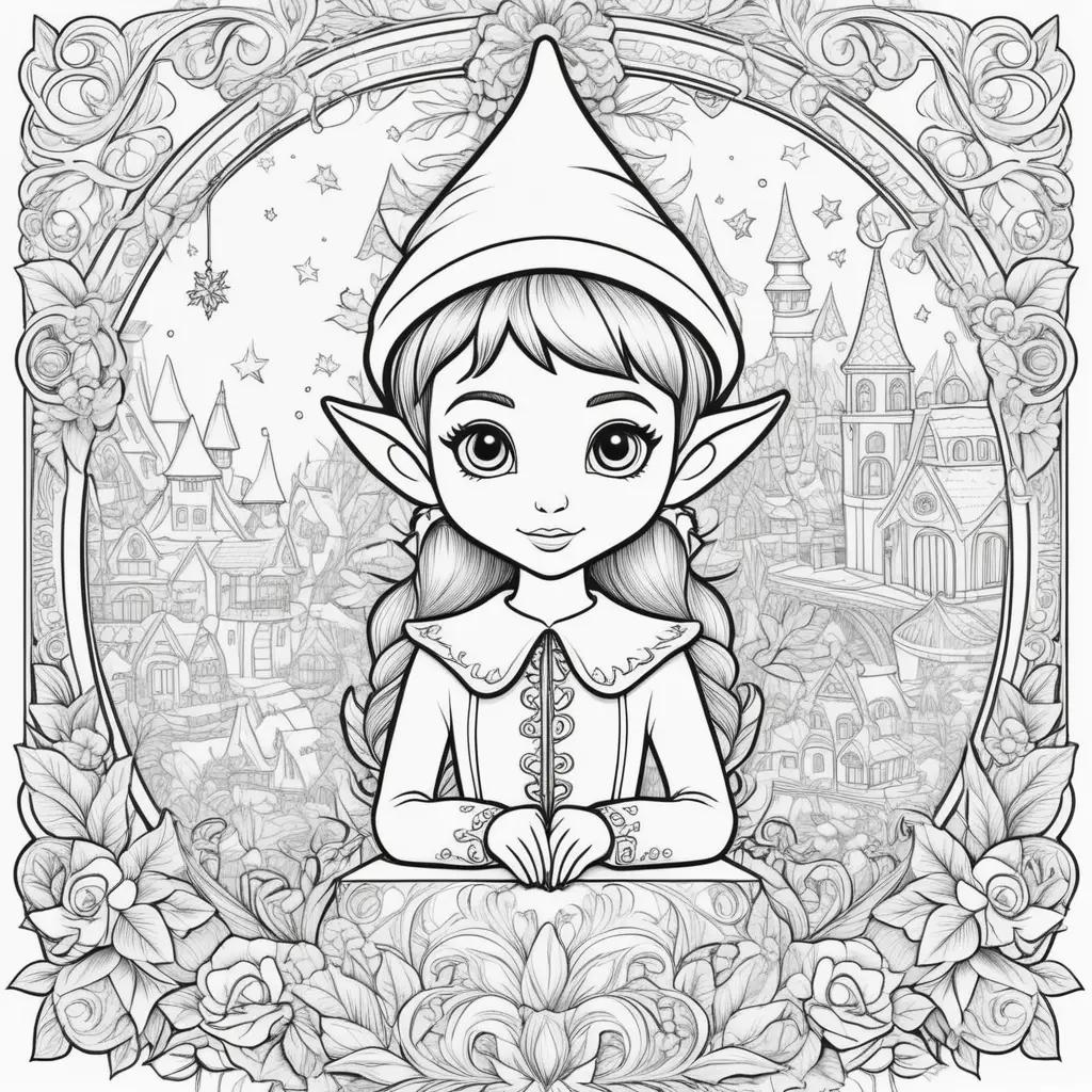 Elf on the shelf coloring pages: A girl in a hat