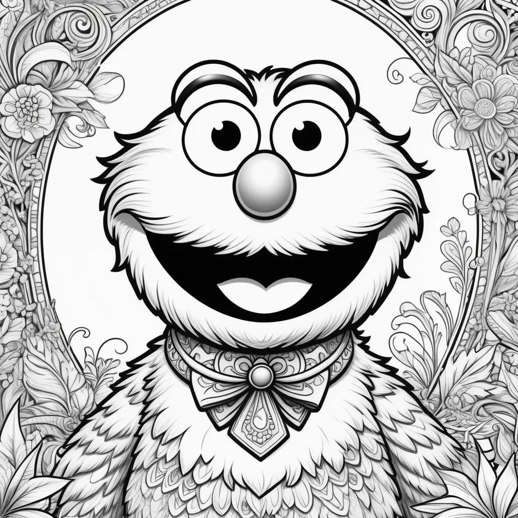 Elmo coloring page featuring a smiling face and bow tie