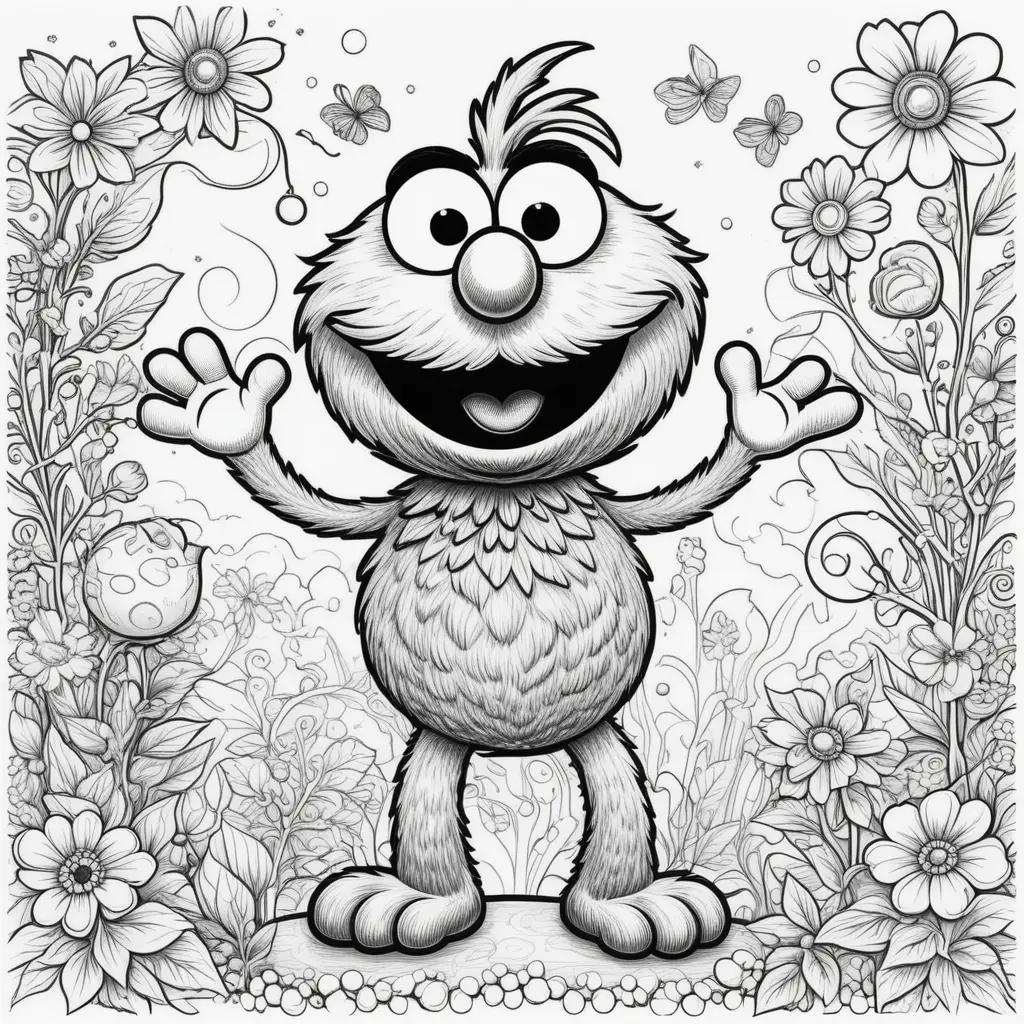 Elmo coloring pages featuring a cartoon character with a smile on his face