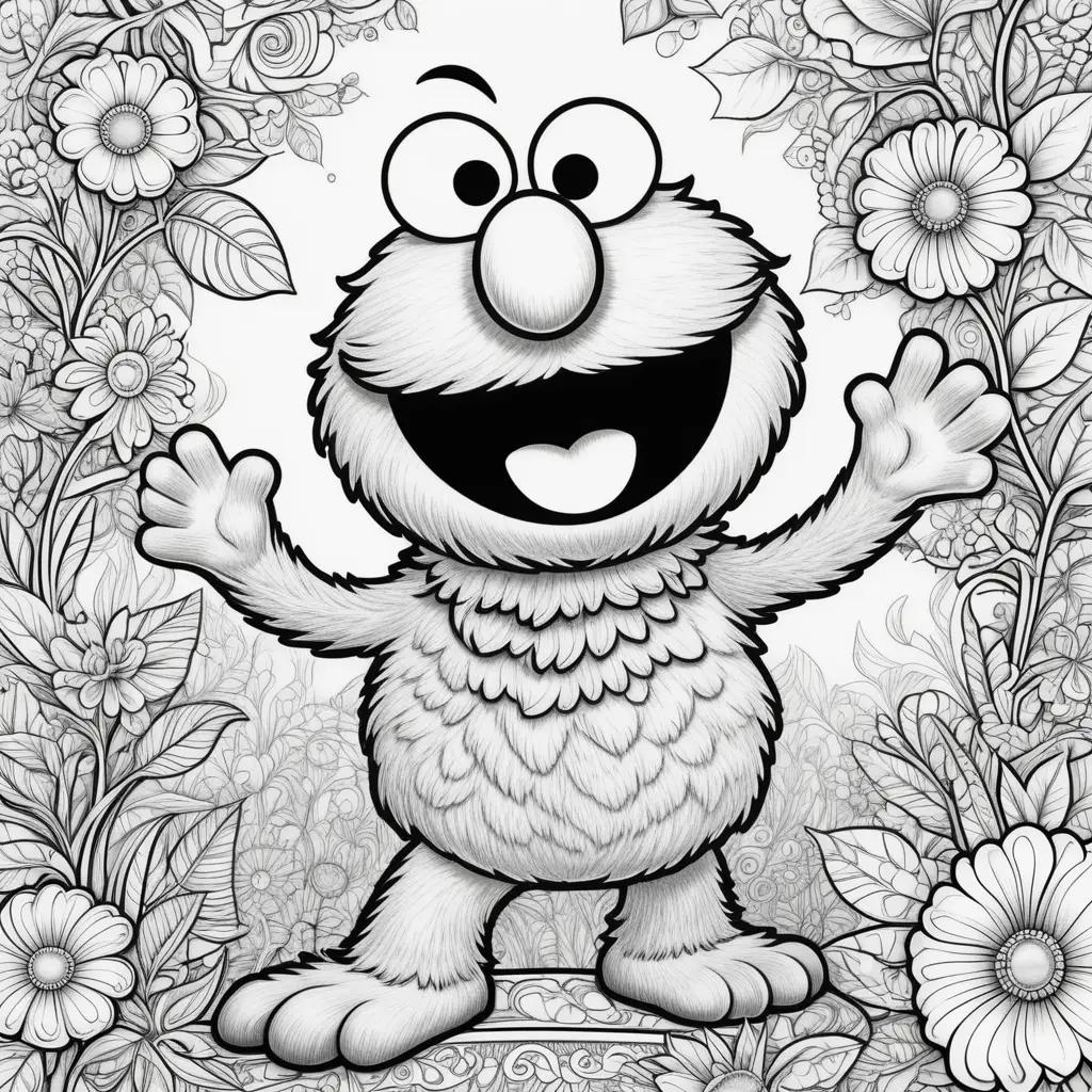 Elmo coloring pages with a smiling face and arms outstretched