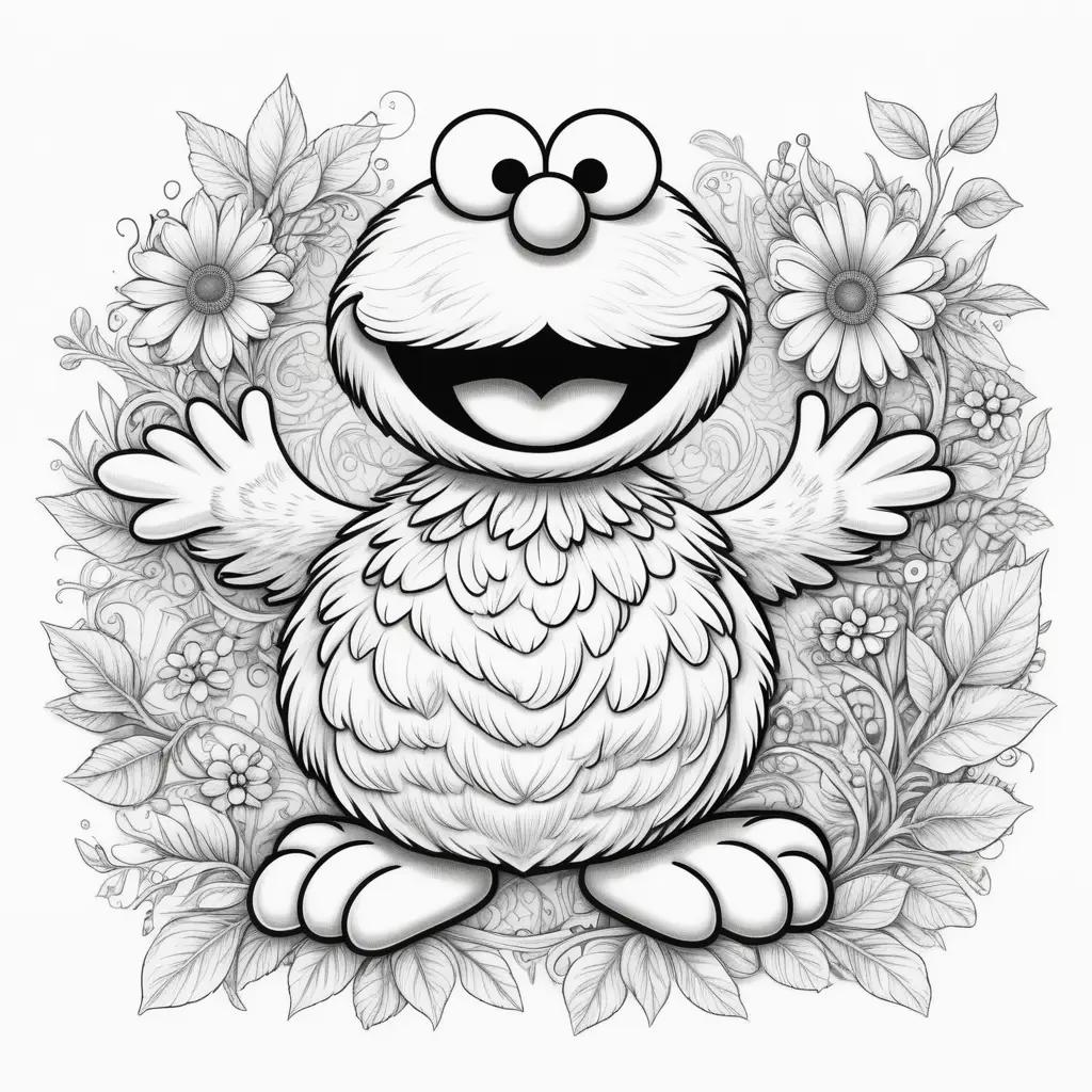 Elmo coloring pages with a smiling face and arms outstretched