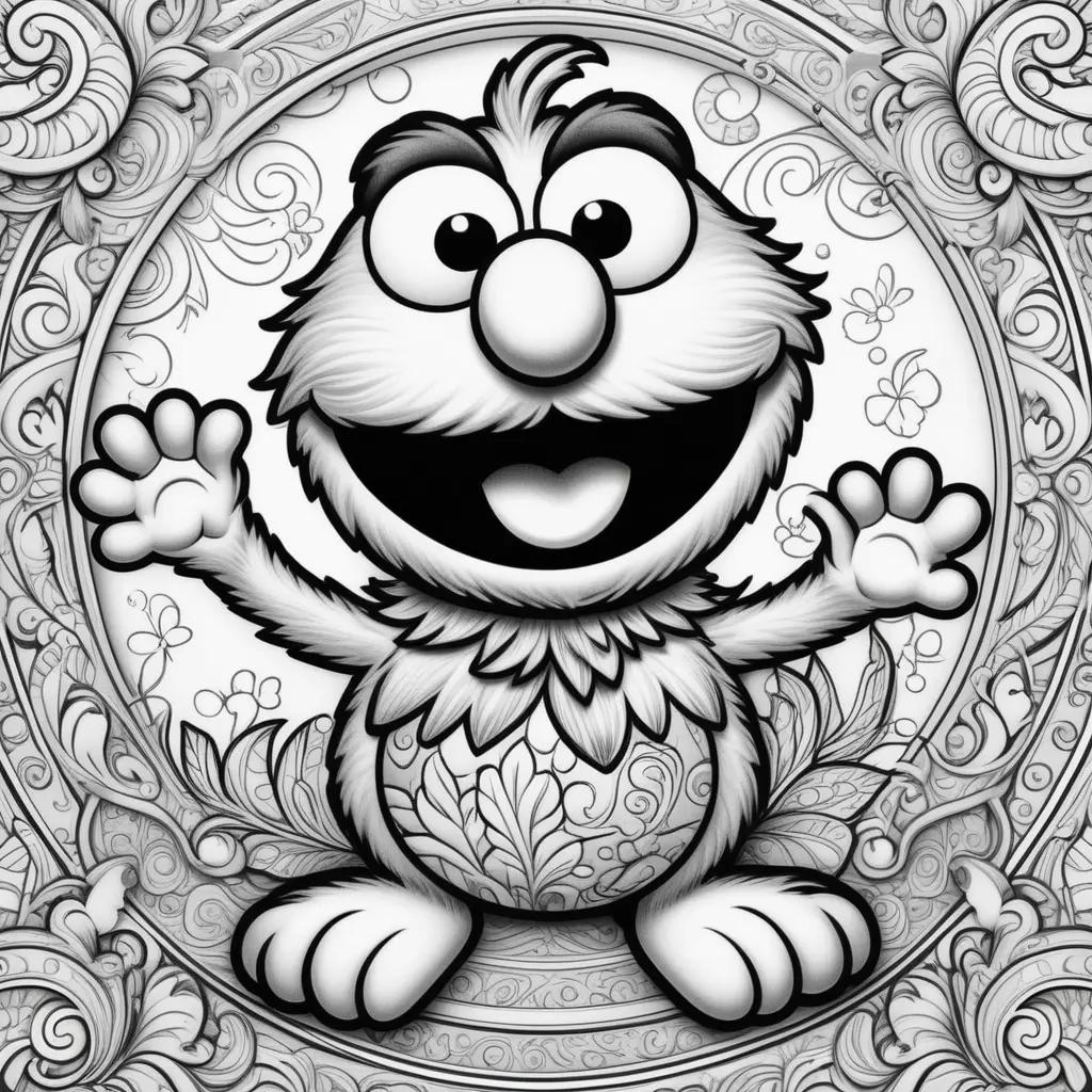 Elmo coloring pages with intricate design